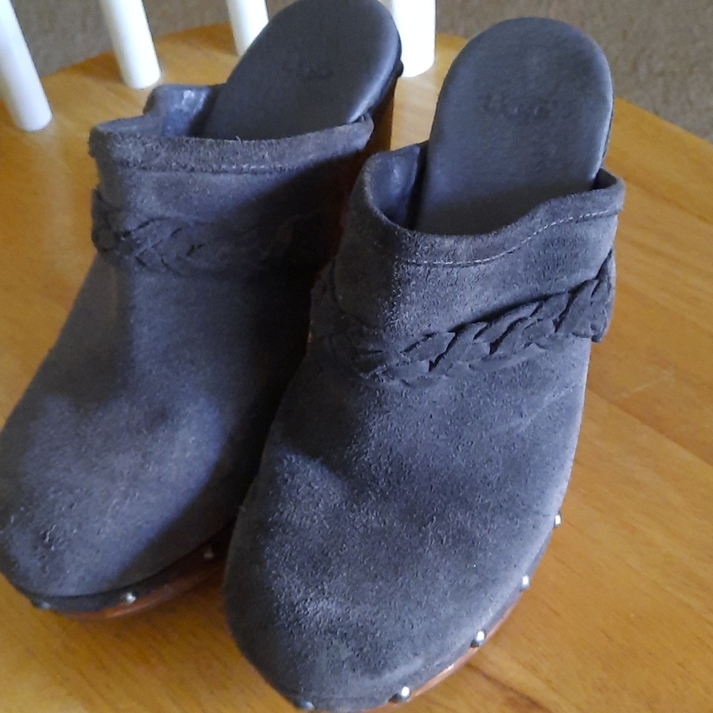 UGG Kaylee Grey Suede Clogs